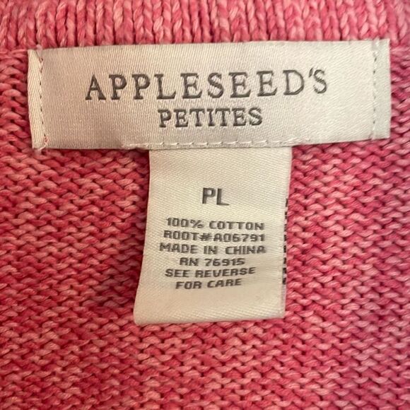 Appleseeds cotton coral zip front sweater size petite large - Picture 3 of 9